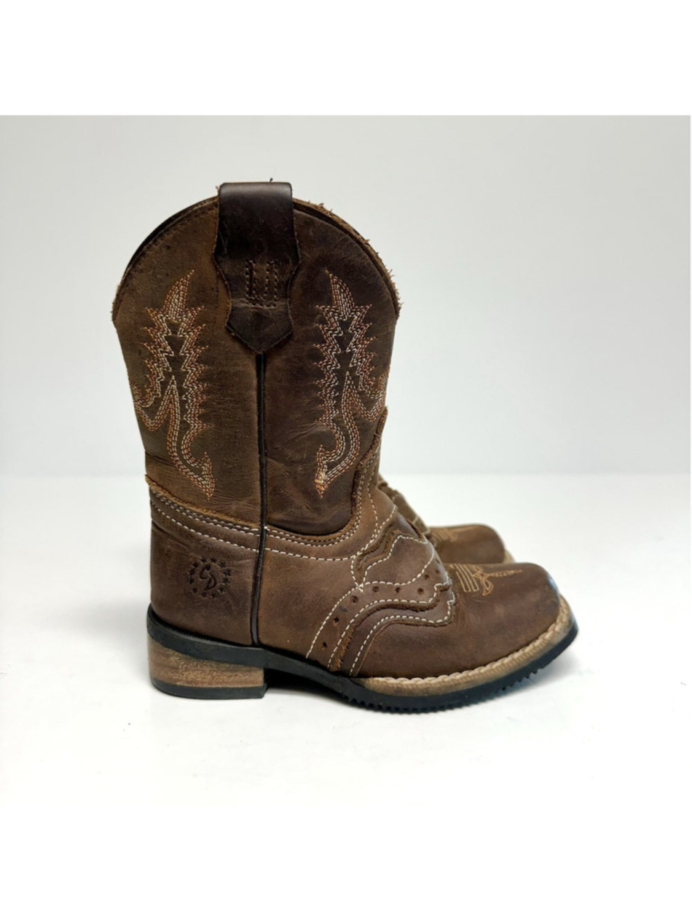 Gallo Giro Toddler Leather Cowboy Boots Brown Mexican Western Kids Sz 14.5 / 8.5